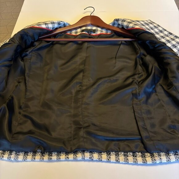 Talbots Black and White Gingham Tweed Jacket Size Small Size 4 - Picture 10 of 11